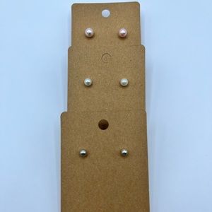 Set of 3 faux pearl stud earrings